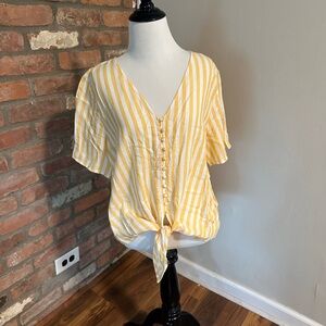 Madewell Yellow Striped Button-Front Blouse
